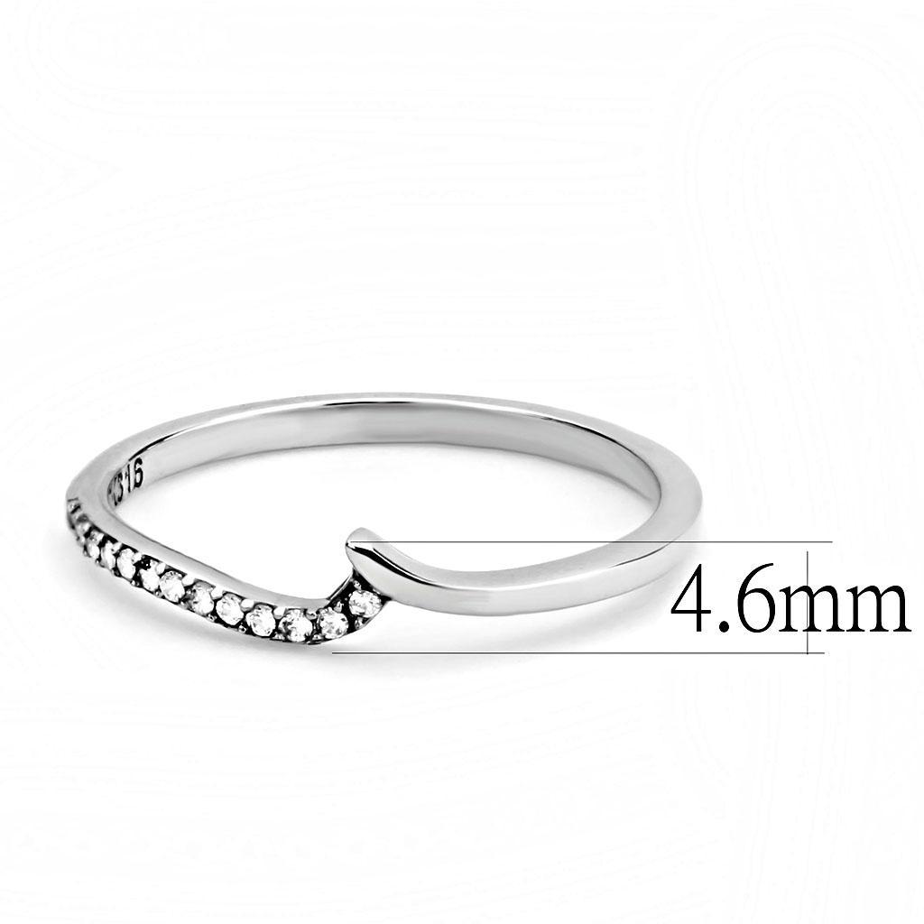 DA162 - High polished (no plating) Stainless Steel Ring with AAA Grade CZ  in Clear-1