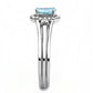 DA166 - High polished (no plating) Stainless Steel Ring with AAA Grade CZ  in Sea Blue-3
