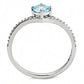 DA167 - High polished (no plating) Stainless Steel Ring with AAA Grade CZ  in Sea Blue-2