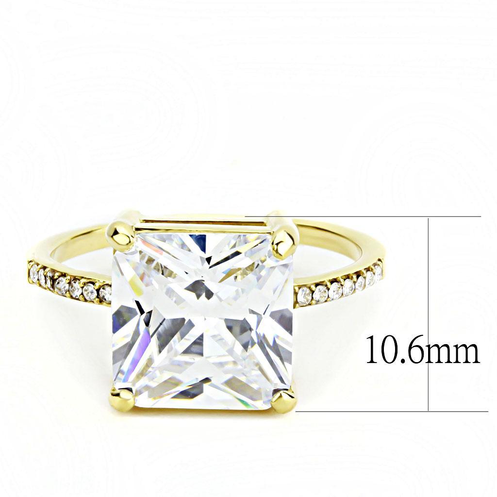 DA172 - IP Gold(Ion Plating) Stainless Steel Ring with AAA Grade CZ  in Clear-1