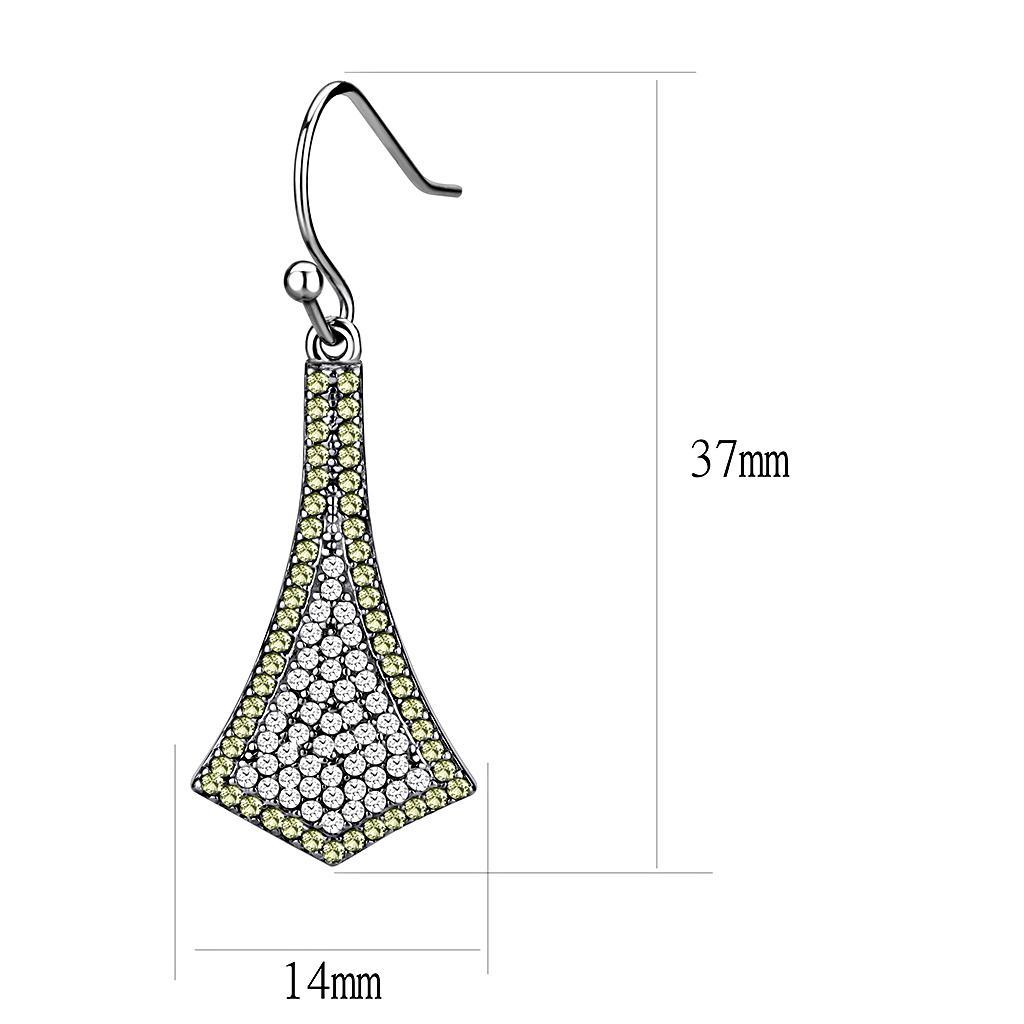 DA174 - High polished (no plating) Stainless Steel Earrings with AAA Grade CZ  in Topaz-1