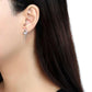 DA177 - High polished (no plating) Stainless Steel Earrings with AAA Grade CZ  in Clear-2