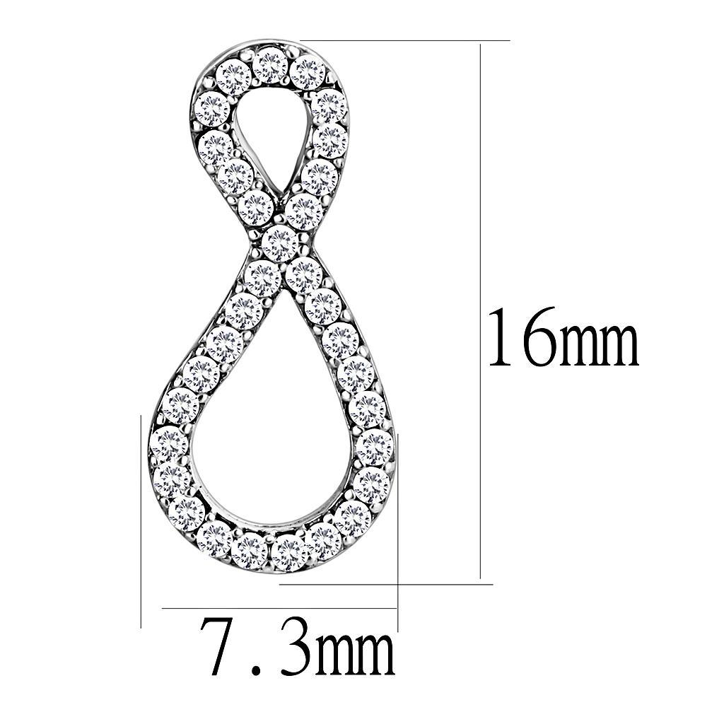 DA186 - High polished (no plating) Stainless Steel Earrings with AAA Grade CZ  in Clear-1