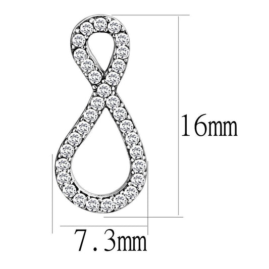 DA186 - High polished (no plating) Stainless Steel Earrings with AAA Grade CZ  in Clear-1