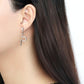 DA191 - High polished (no plating) Stainless Steel Earrings with AAA Grade CZ  in Clear-2