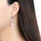 DA194 - High polished (no plating) Stainless Steel Earrings with AAA Grade CZ  in Clear-2