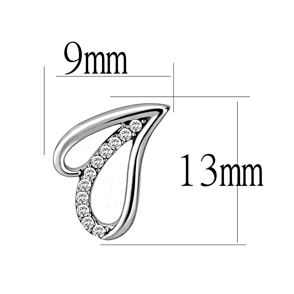 DA195 - High polished (no plating) Stainless Steel Earrings with AAA Grade CZ  in Clear-1