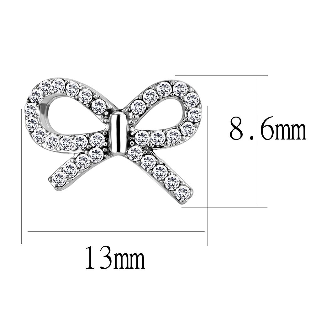 DA197 - High polished (no plating) Stainless Steel Earrings with AAA Grade CZ  in Clear-1