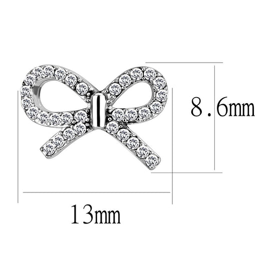 DA197 - High polished (no plating) Stainless Steel Earrings with AAA Grade CZ  in Clear-1