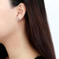 DA206 - High polished (no plating) Stainless Steel Earrings with AAA Grade CZ  in Clear-2