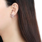 DA209 - High polished (no plating) Stainless Steel Earrings with AAA Grade CZ  in Clear-2