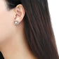 DA214 - High polished (no plating) Stainless Steel Earrings with Synthetic Pearl in White-2
