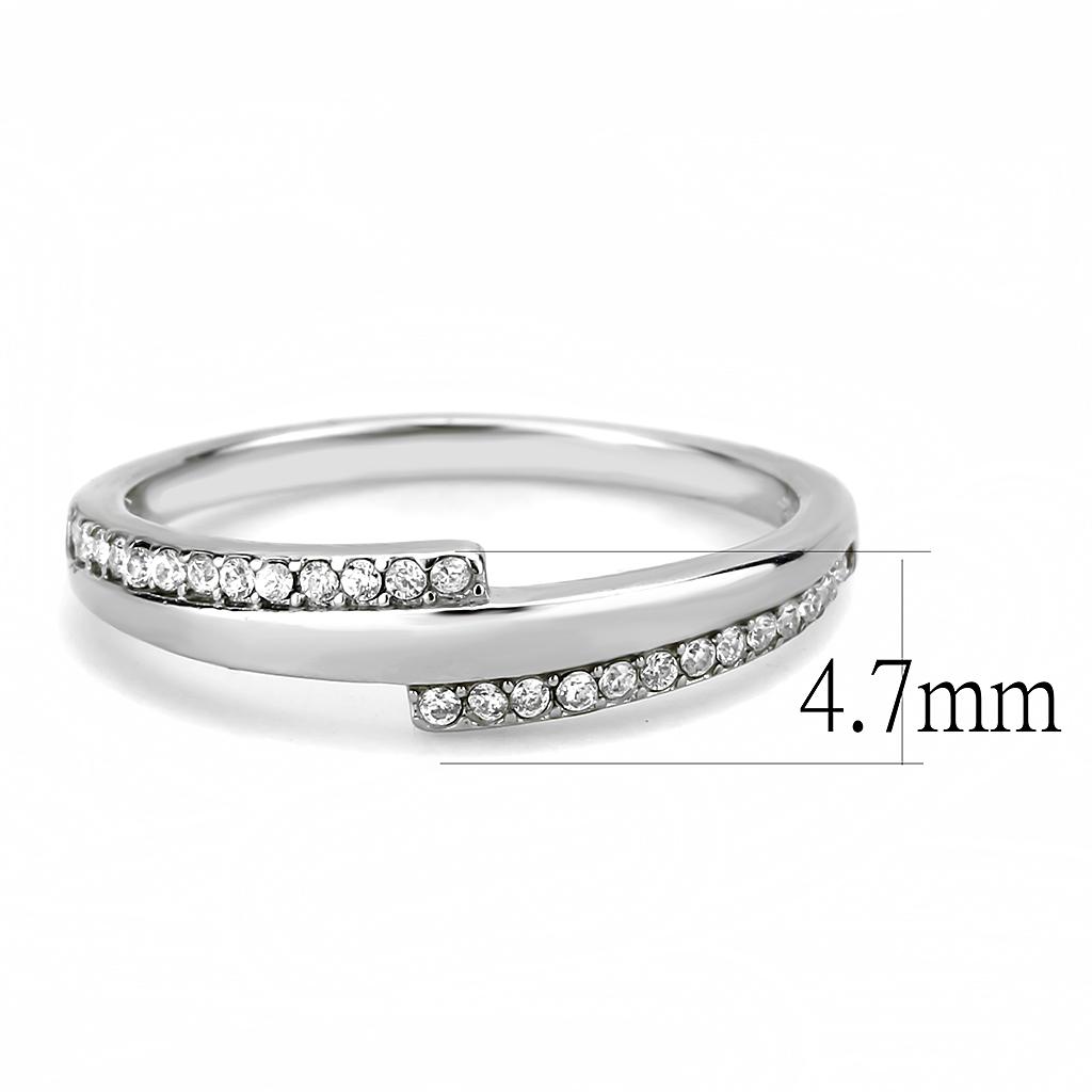 DA234 - High polished (no plating) Stainless Steel Ring with AAA Grade CZ  in Clear-1