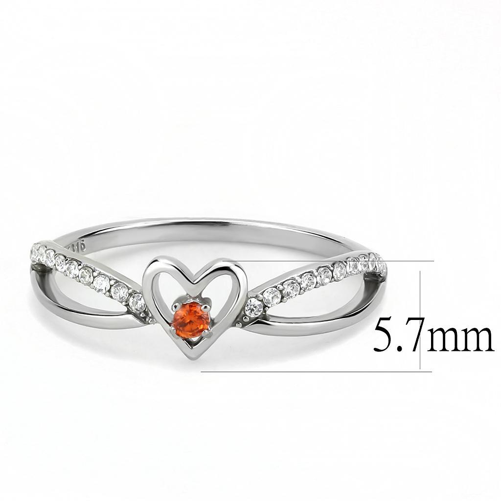 DA235 - High polished (no plating) Stainless Steel Ring with AAA Grade CZ  in Orange-1