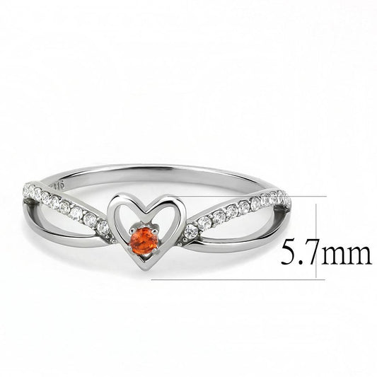 DA235 - High polished (no plating) Stainless Steel Ring with AAA Grade CZ  in Orange-1