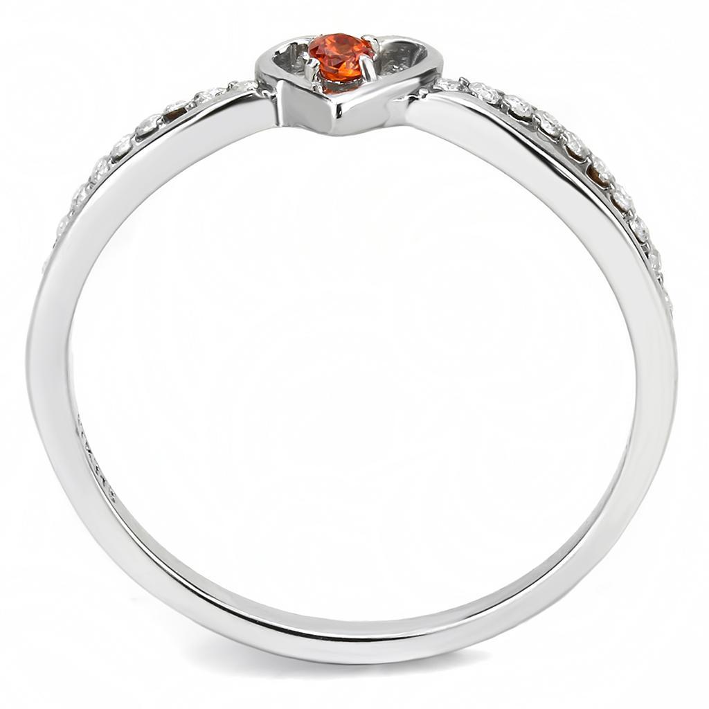 DA235 - High polished (no plating) Stainless Steel Ring with AAA Grade CZ  in Orange-2
