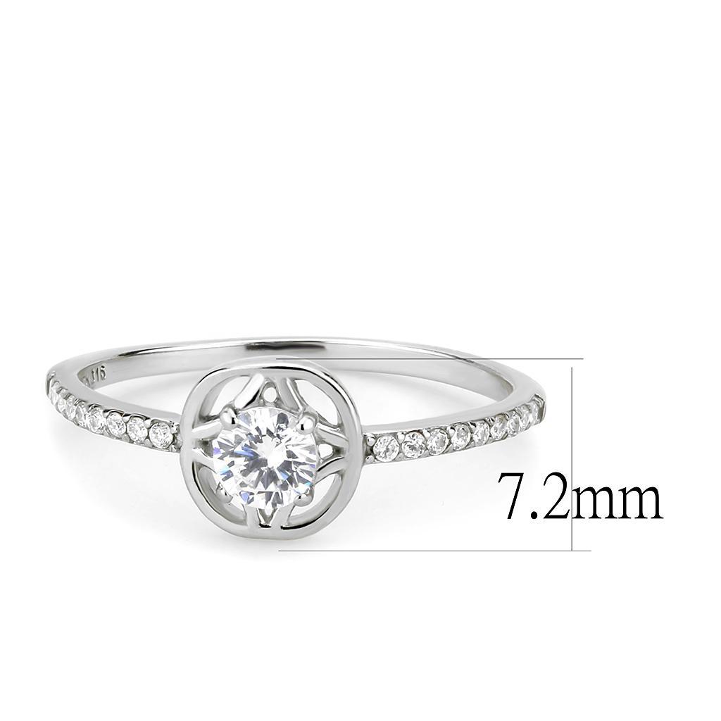 DA238 - High polished (no plating) Stainless Steel Ring with AAA Grade CZ  in Clear-1