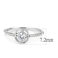 DA238 - High polished (no plating) Stainless Steel Ring with AAA Grade CZ  in Clear-1