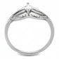 DA248 - High polished (no plating) Stainless Steel Ring with AAA Grade CZ  in Clear-2