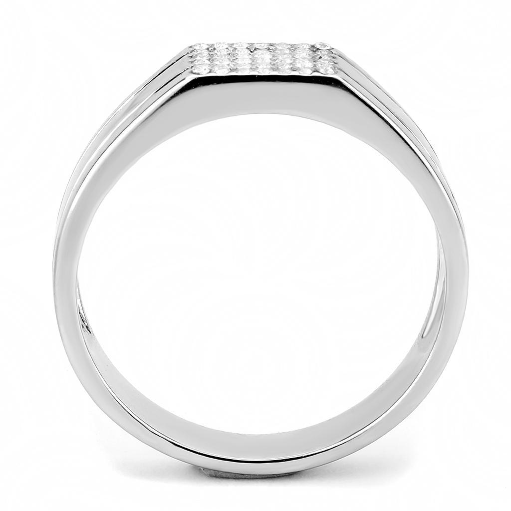 DA253 - High polished (no plating) Stainless Steel Ring with AAA Grade CZ  in Clear-2