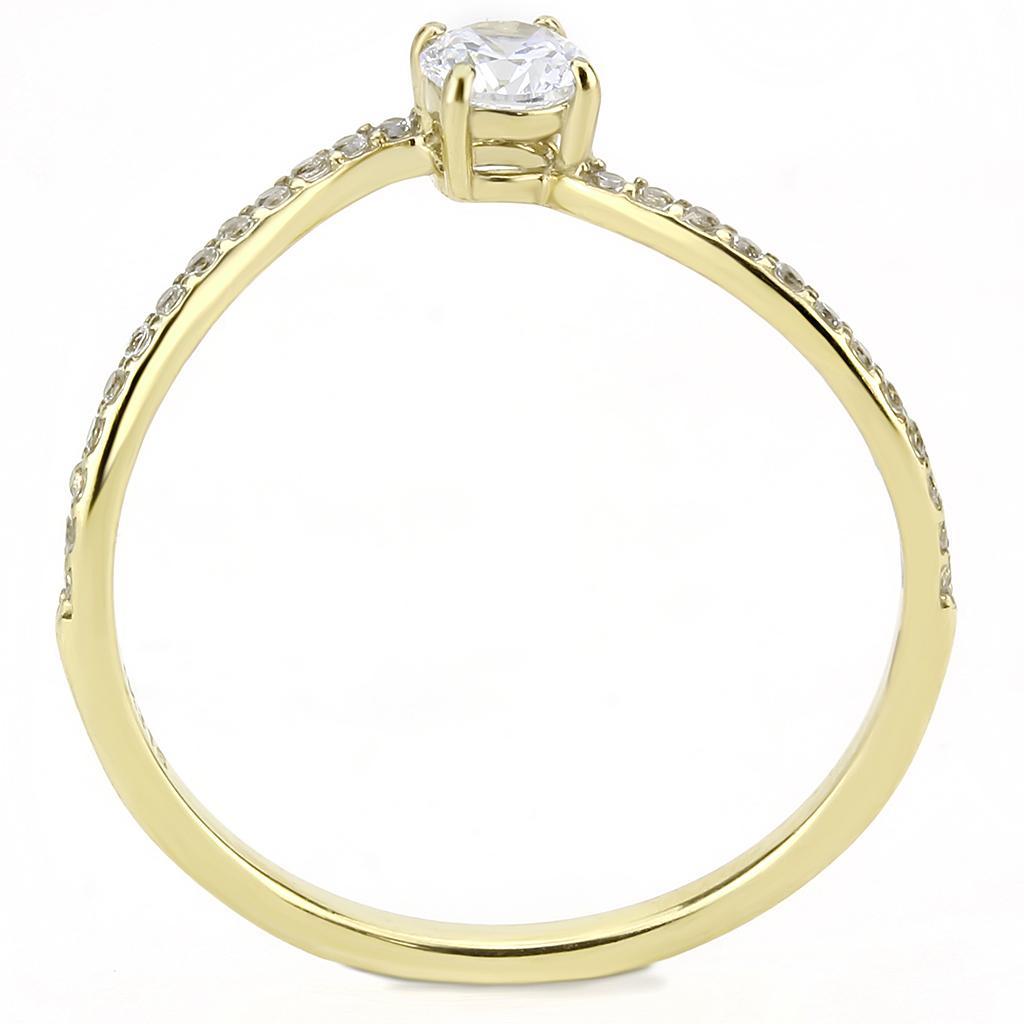 DA256 - IP Gold(Ion Plating) Stainless Steel Ring with AAA Grade CZ  in Clear-2
