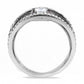 DA257 - High polished (no plating) Stainless Steel Ring with AAA Grade CZ  in Clear-2
