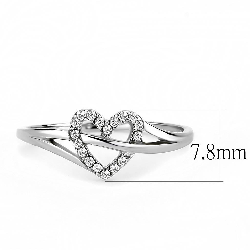 DA259 - High polished (no plating) Stainless Steel Ring with AAA Grade CZ  in Clear-1