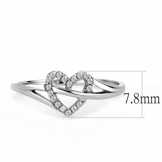 DA259 - High polished (no plating) Stainless Steel Ring with AAA Grade CZ  in Clear-1