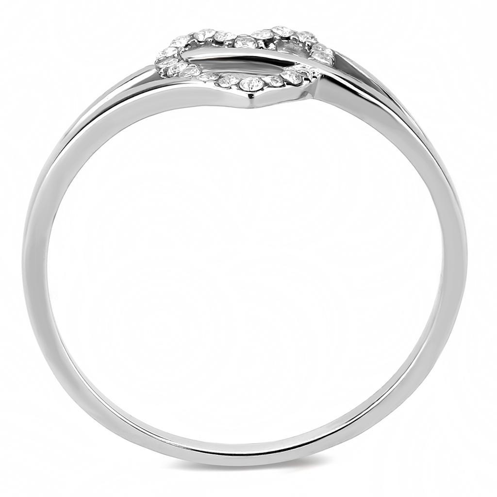 DA259 - High polished (no plating) Stainless Steel Ring with AAA Grade CZ  in Clear-2