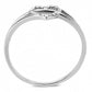DA259 - High polished (no plating) Stainless Steel Ring with AAA Grade CZ  in Clear-2