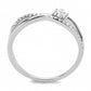 DA261 - High polished (no plating) Stainless Steel Ring with AAA Grade CZ  in Clear-2