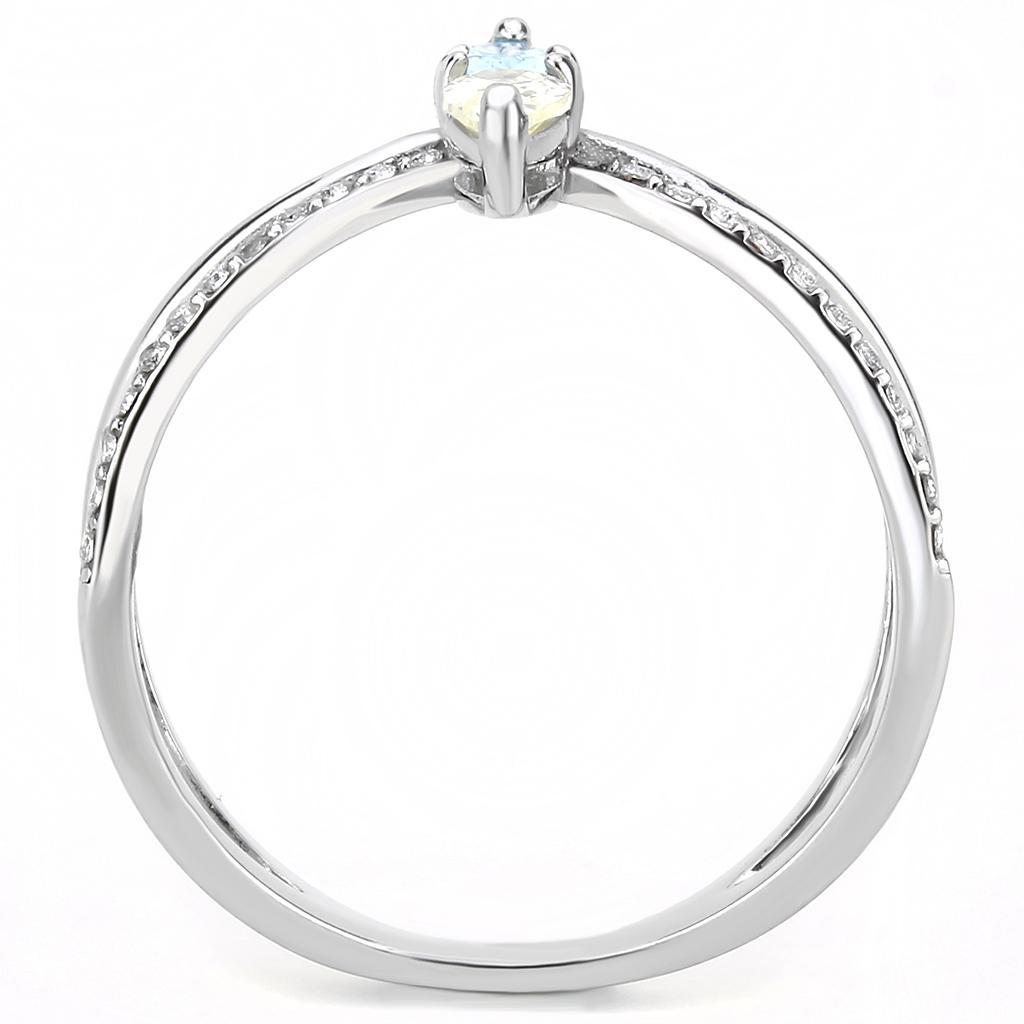 DA271 - High polished (no plating) Stainless Steel Ring with AAA Grade CZ  in Multi Color-2
