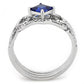 DA272 - High polished (no plating) Stainless Steel Ring with Synthetic Spinel in London Blue-2