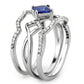 DA272 - High polished (no plating) Stainless Steel Ring with Synthetic Spinel in London Blue-4
