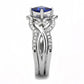 DA272 - High polished (no plating) Stainless Steel Ring with Synthetic Spinel in London Blue-3