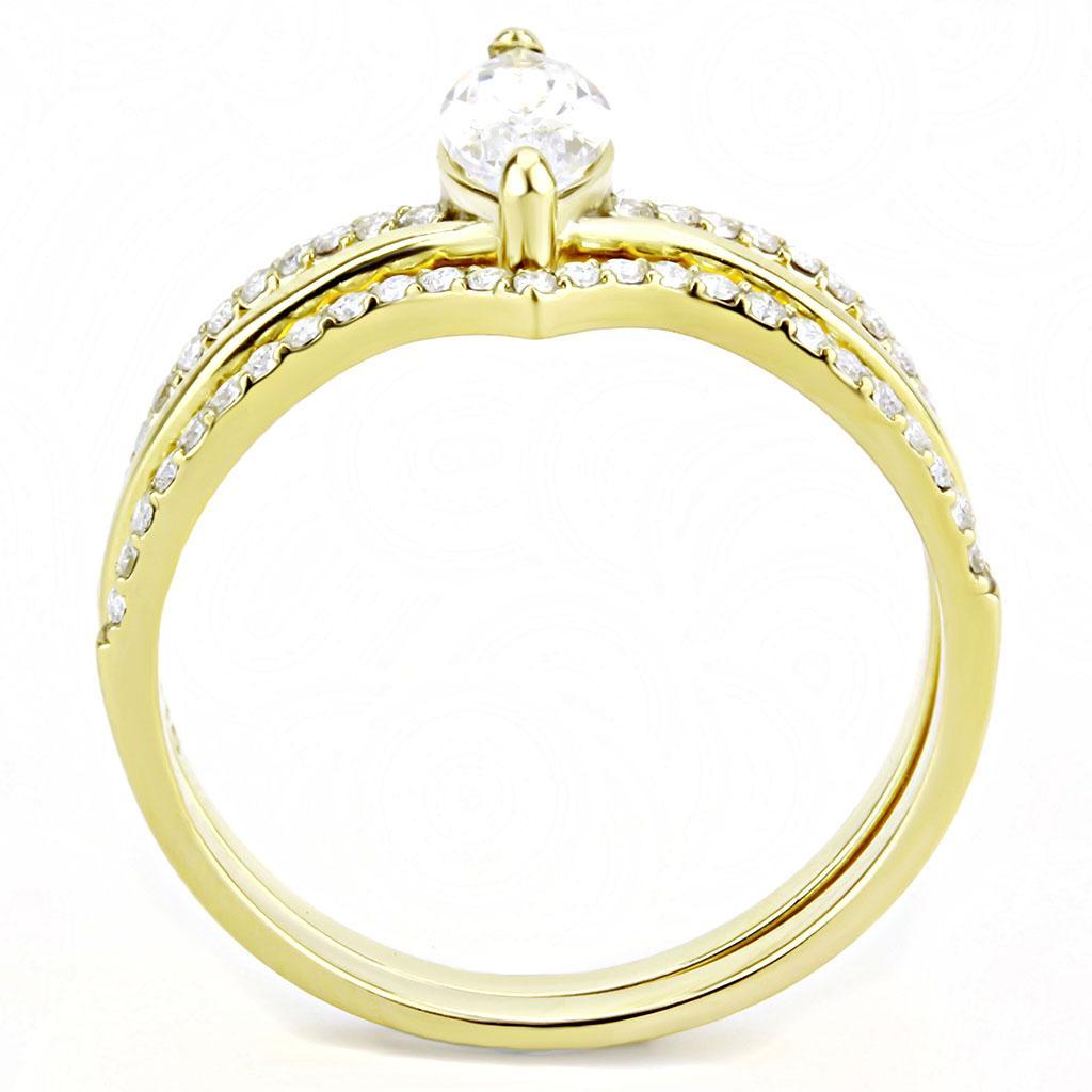 DA276 - IP Gold(Ion Plating) Stainless Steel Ring with AAA Grade CZ  in Clear-2