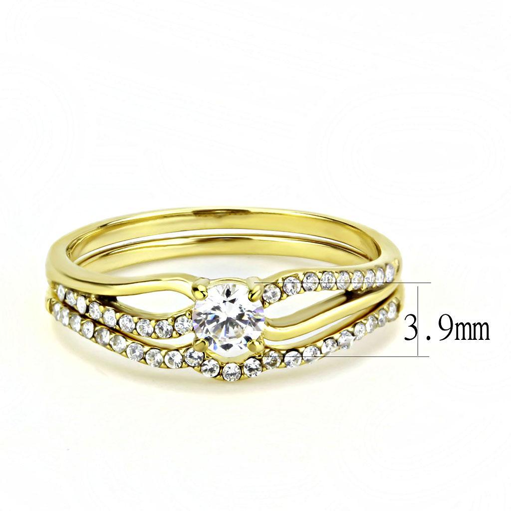 DA277 - IP Gold(Ion Plating) Stainless Steel Ring with AAA Grade CZ  in Clear-1