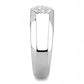 DA281 - High polished (no plating) Stainless Steel Ring with AAA Grade CZ  in Clear-3
