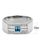 DA283 - High polished (no plating) Stainless Steel Ring with Top Grade Crystal  in Sea Blue-1