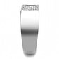 DA285 - High polished (no plating) Stainless Steel Ring with AAA Grade CZ  in Clear-3