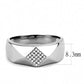 DA288 - High polished (no plating) Stainless Steel Ring with AAA Grade CZ  in Clear-1