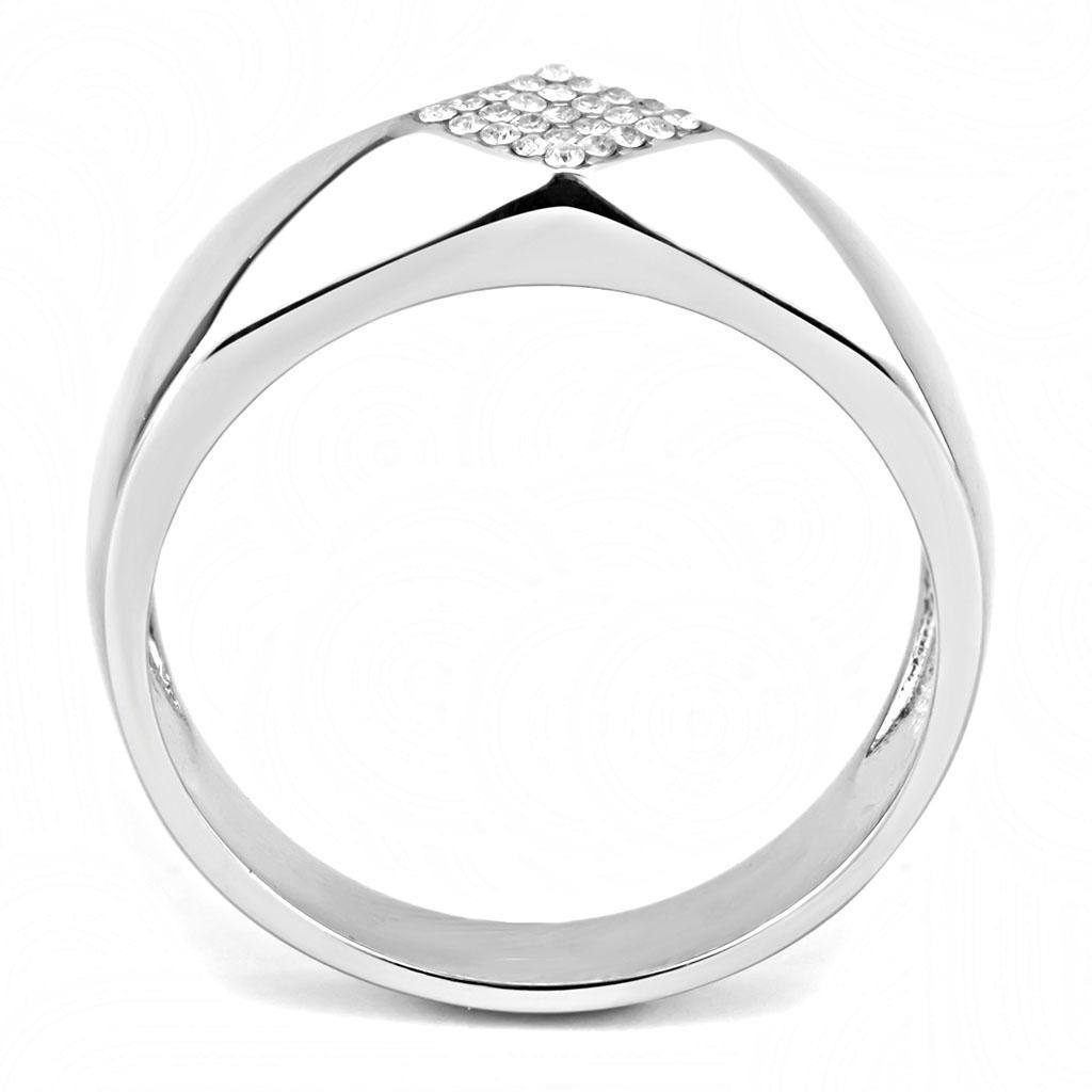 DA288 - High polished (no plating) Stainless Steel Ring with AAA Grade CZ  in Clear-2