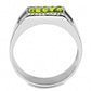 DA289 - High polished (no plating) Stainless Steel Ring with Top Grade Crystal  in Olivine color-2