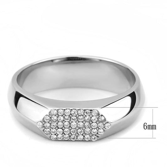 DA302 - No Plating Stainless Steel Ring with AAA Grade CZ  in Clear-1