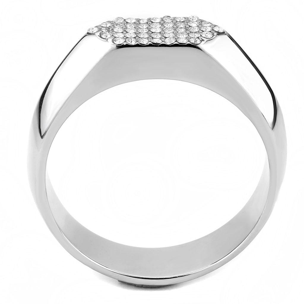 DA302 - No Plating Stainless Steel Ring with AAA Grade CZ  in Clear-2
