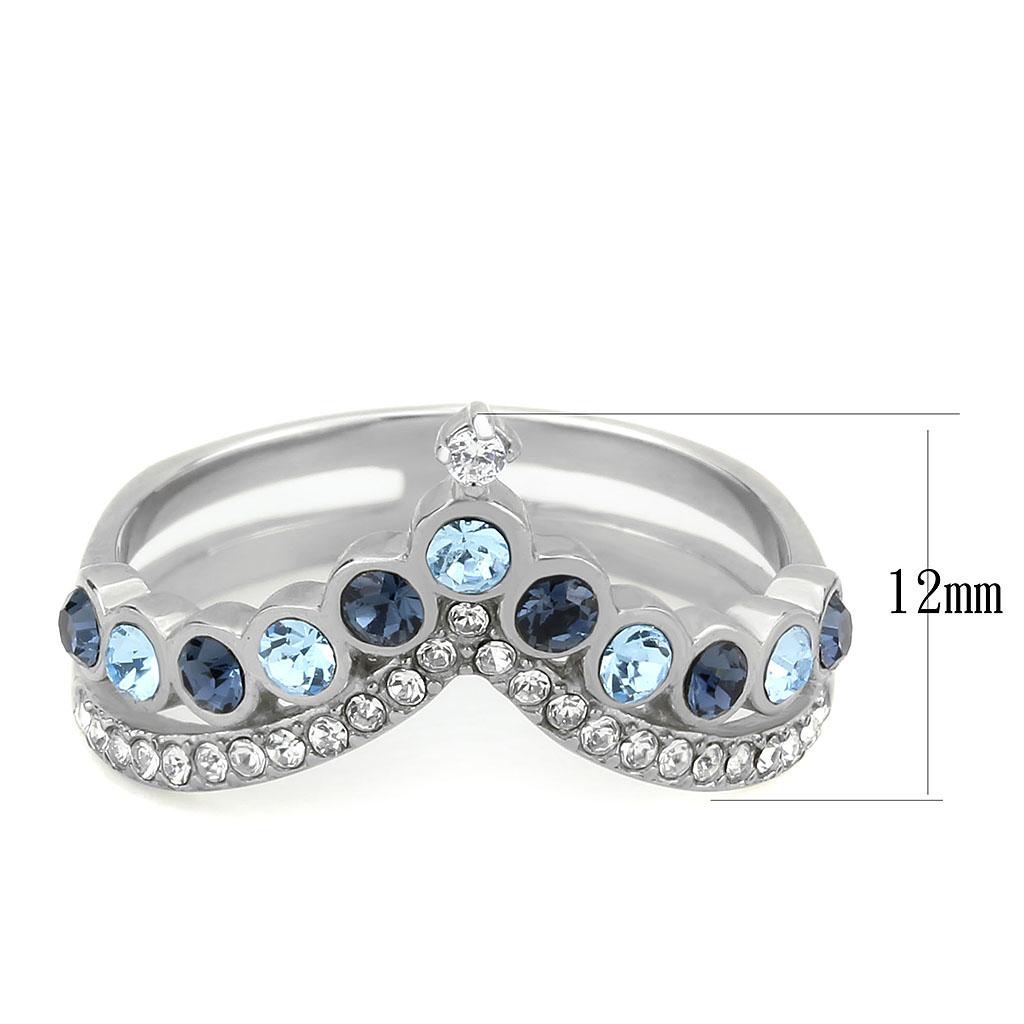 DA305 - No Plating Stainless Steel Ring with Top Grade Crystal  in Multi Color-1