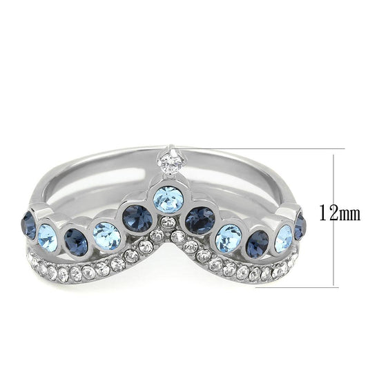 DA305 - No Plating Stainless Steel Ring with Top Grade Crystal  in Multi Color-1