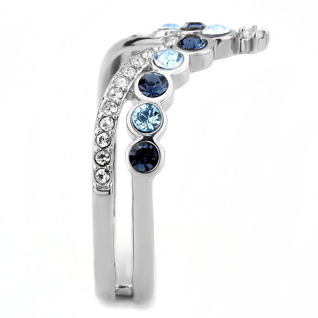 DA305 - No Plating Stainless Steel Ring with Top Grade Crystal  in Multi Color-3