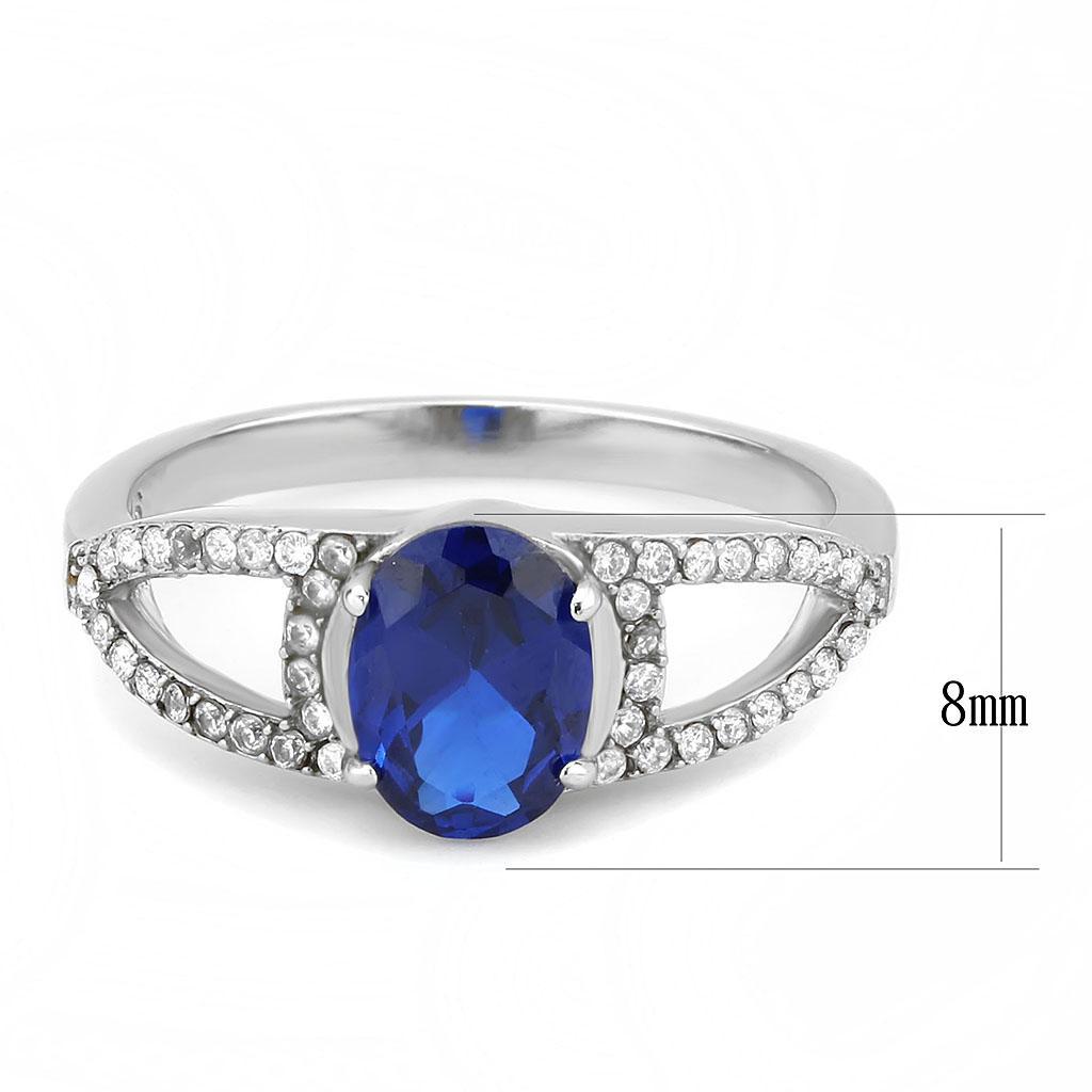 DA306 - No Plating Stainless Steel Ring with Synthetic Spinel in London Blue-1