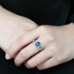 DA306 - No Plating Stainless Steel Ring with Synthetic Spinel in London Blue-4